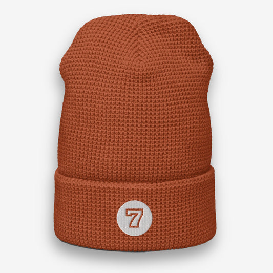 Lucky Number 7 Embroidered Waffle Knit Beanie
