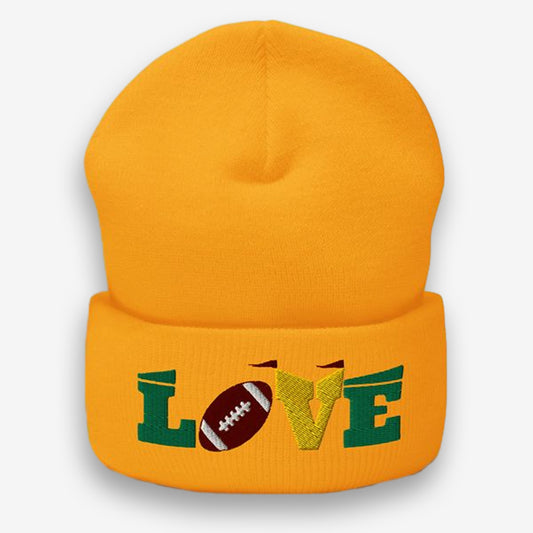  Get ready for game day with our 'Touchdown Love Embroidered Football Beanie'. With its charming design, this beanie is perfect for football enthusiasts wanting to keep warm and stylish. It's not just a beanie; it's a statement of love for the sport. Score a style win this season and show off your football spirit!