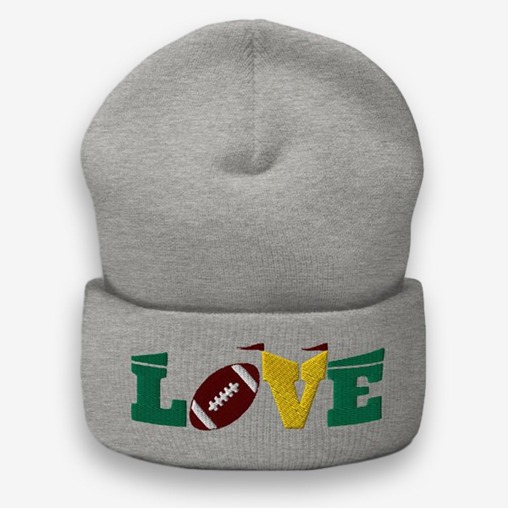  Get ready for game day with our 'Touchdown Love Embroidered Football Beanie'. With its charming design, this beanie is perfect for football enthusiasts wanting to keep warm and stylish. It's not just a beanie; it's a statement of love for the sport. Score a style win this season and show off your football spirit!