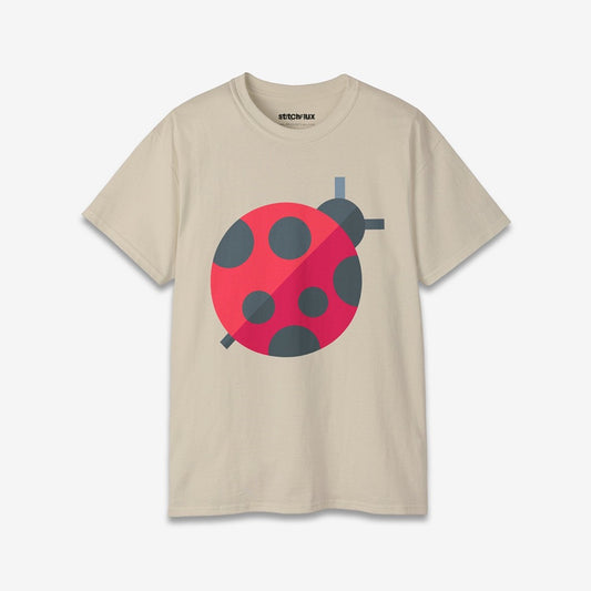 Sand Color T-shirt with Red Ladybug Design