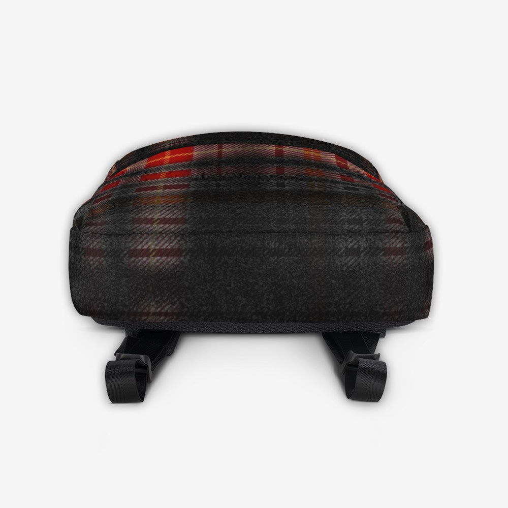 Durable Bottom View of Rustic Tartan Laptop Backpack