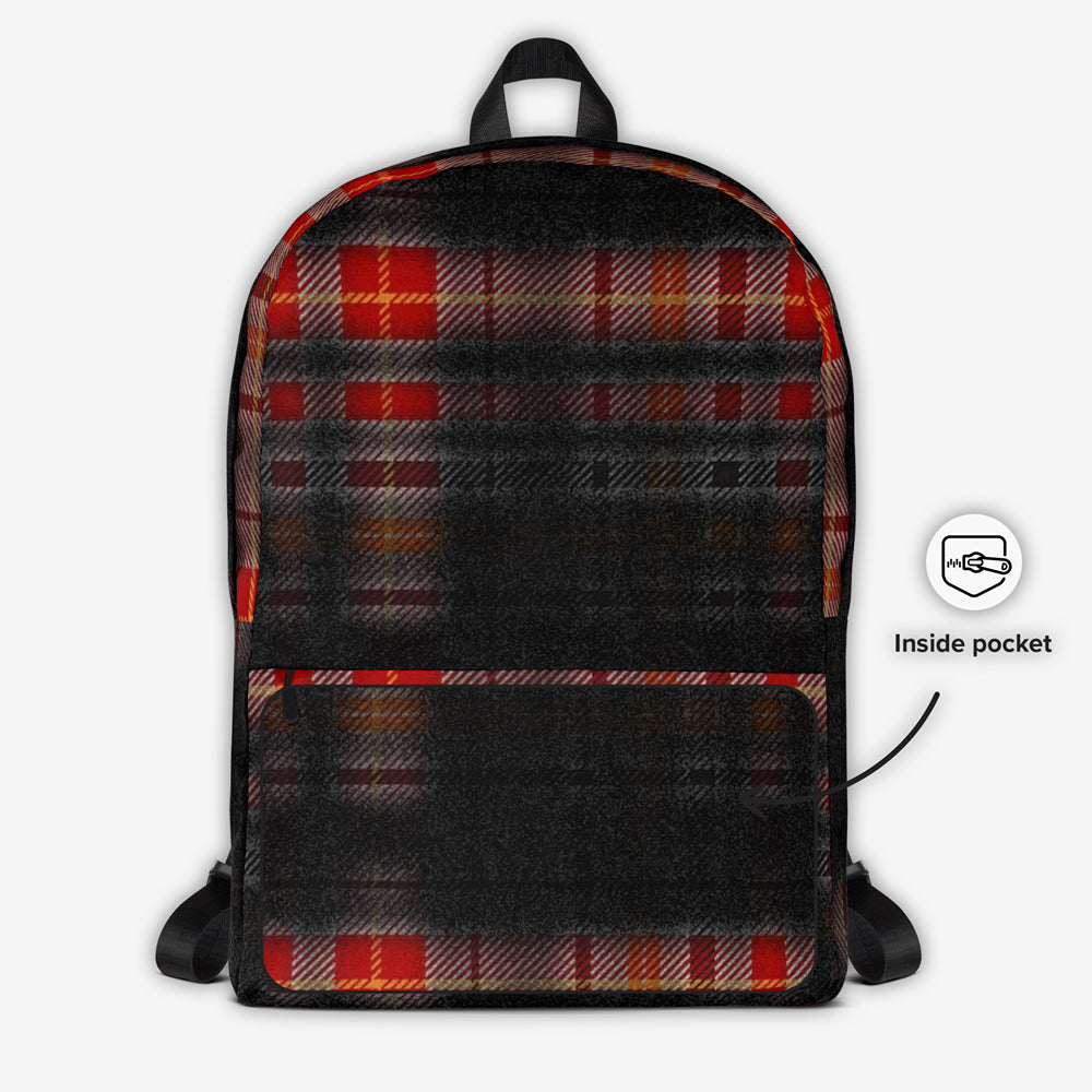 Classic Plaid Design Laptop Backpack - Front View