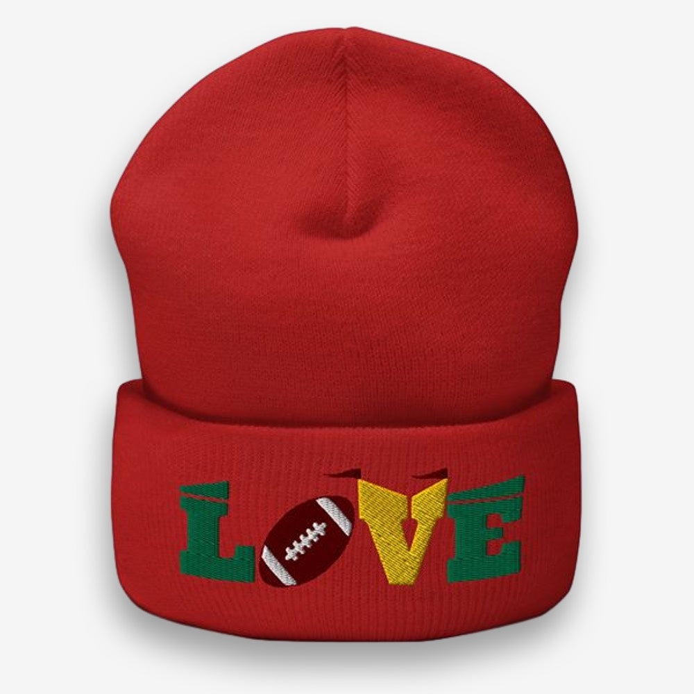  Get ready for game day with our 'Touchdown Love Embroidered Football Beanie'. With its charming design, this beanie is perfect for football enthusiasts wanting to keep warm and stylish. It's not just a beanie; it's a statement of love for the sport. Score a style win this season and show off your football spirit!