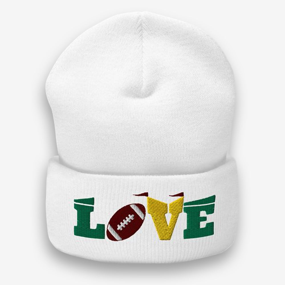  Get ready for game day with our 'Touchdown Love Embroidered Football Beanie'. With its charming design, this beanie is perfect for football enthusiasts wanting to keep warm and stylish. It's not just a beanie; it's a statement of love for the sport. Score a style win this season and show off your football spirit!